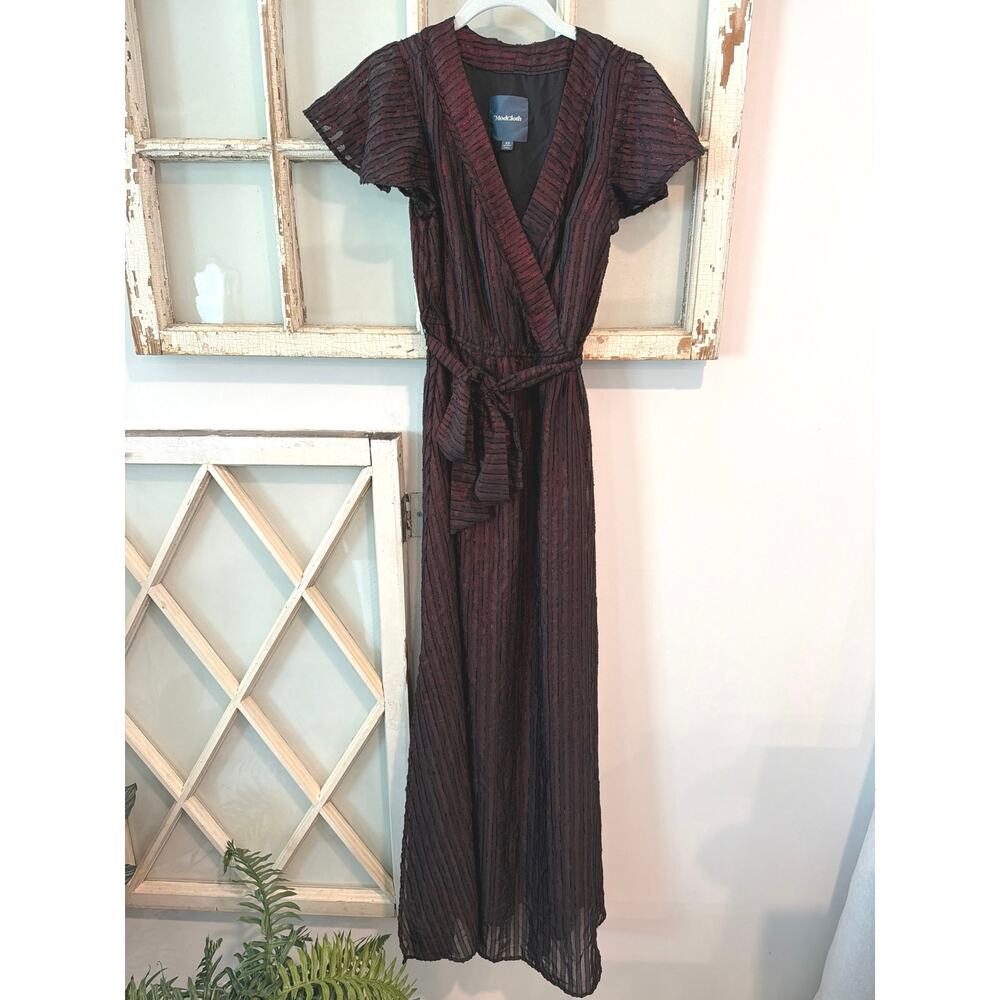 Modcloth size XS Whimsigoth Your Time To Shine Red Maxi Dress Metallic